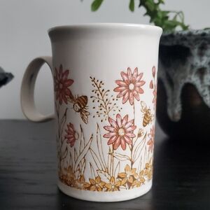 VTG Scottish Dunoon Bee’s Stoneware Coffee Mug – Hand Painted Floral (1970s)